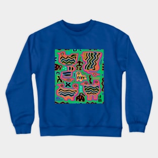 Loco Pajaros con Dos Cabezas - Kuna Indian Mola Crewneck Sweatshirt